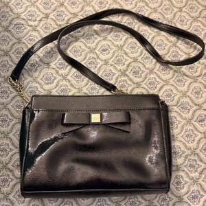 Kate Spade Black Patent Leather Bow Crossbody Bag
